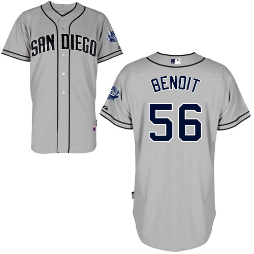 Joaquin Benoit #56 MLB Jersey-San Diego Padres Men's Authentic Road Gray Cool Base Baseball Jersey